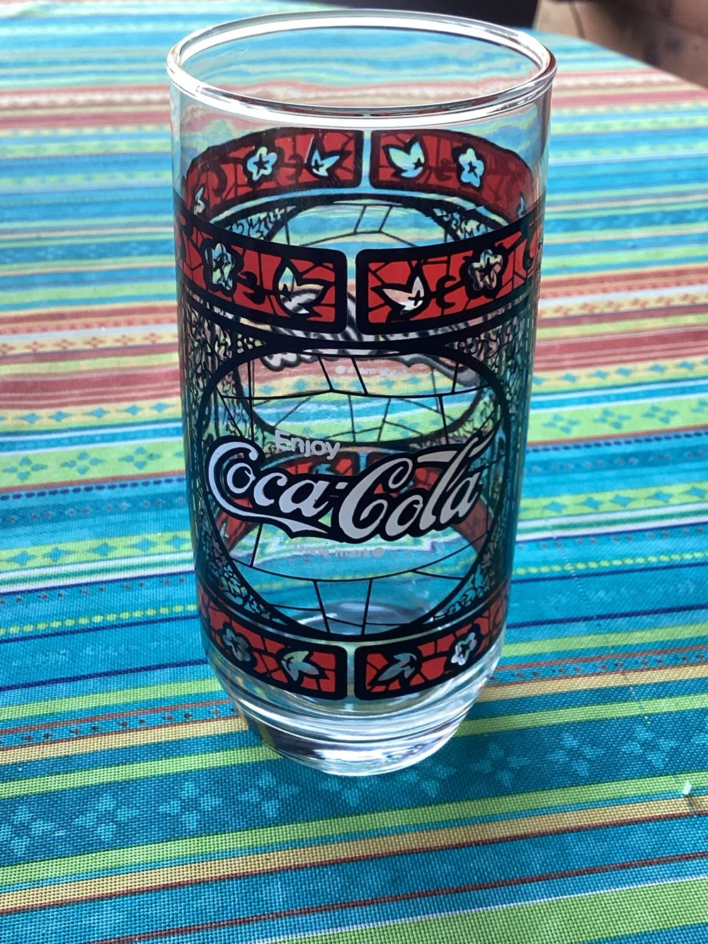 Coca Cola Stained Glass Design Glass - 16 ounce capacity